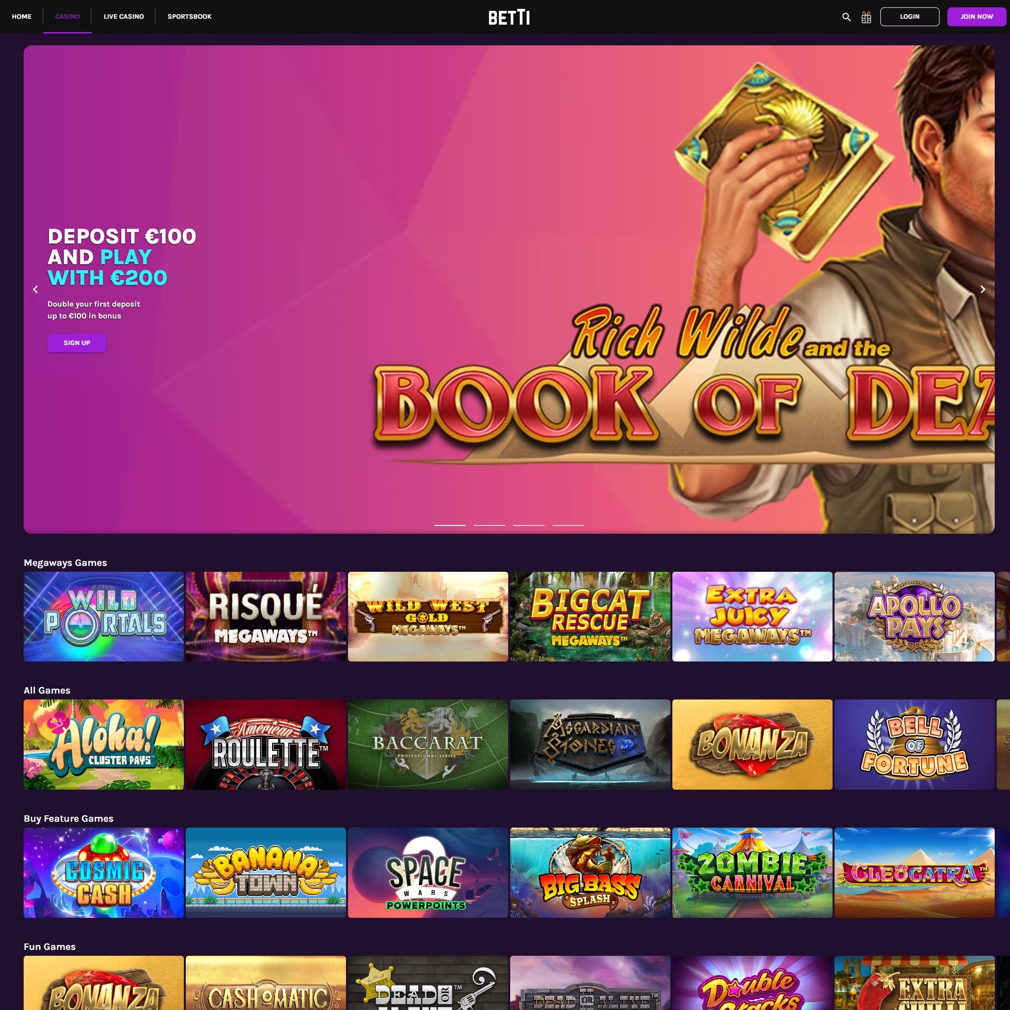 Betti Casino full games catalogue