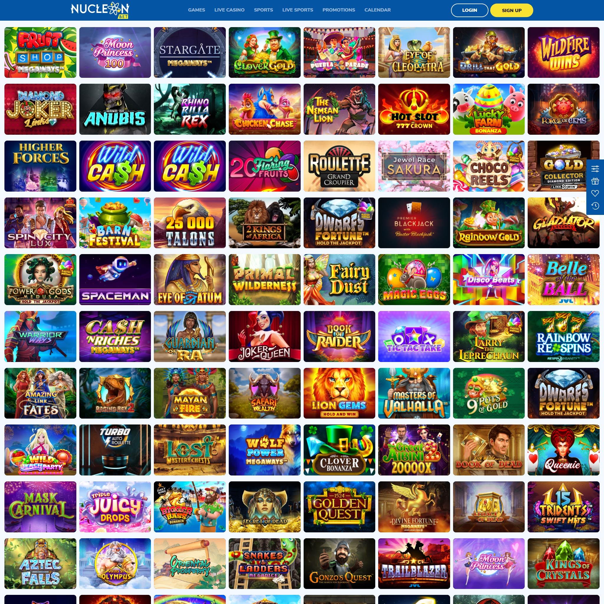 NucleonBet full games catalogue