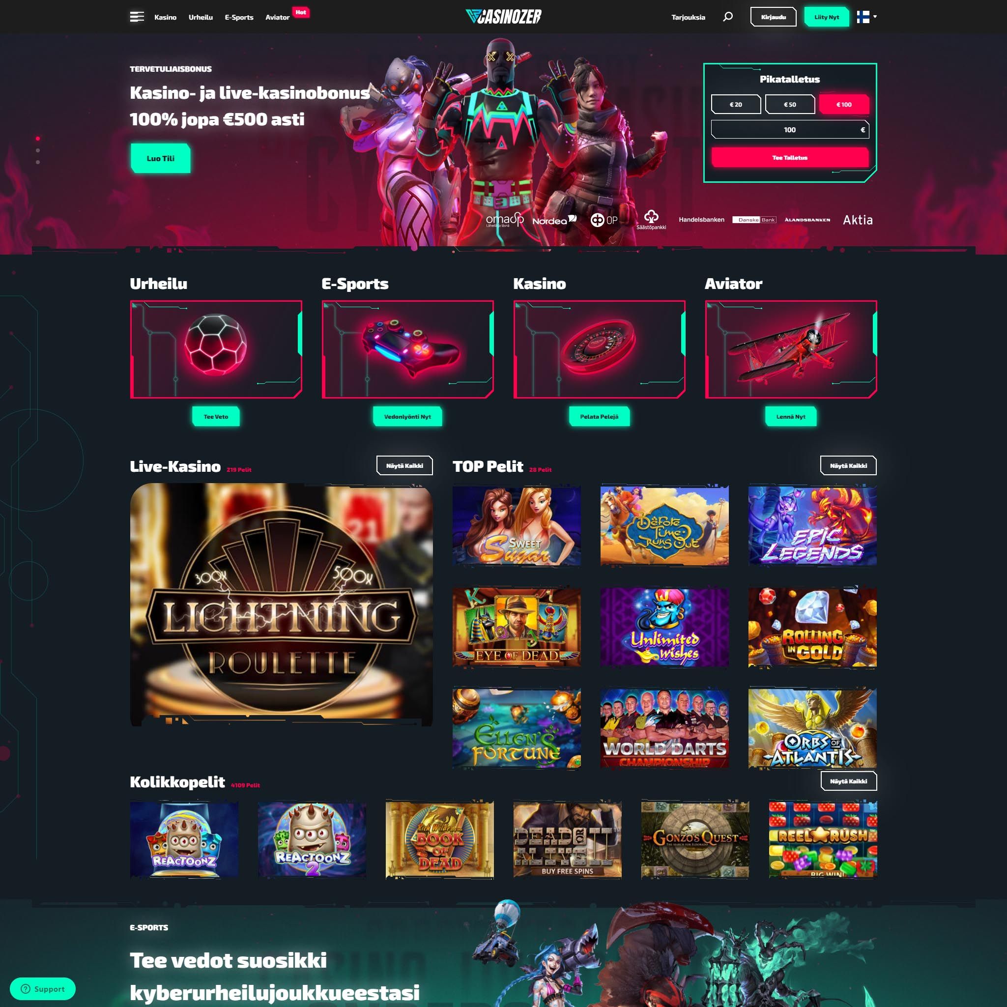 Suomalaiset nettikasinot tarjoavat monia hyötyjä pelaajille. Casinozer on suosittelemamme nettikasino, jolle voit lunastaa bonuksia ja muita etuja.