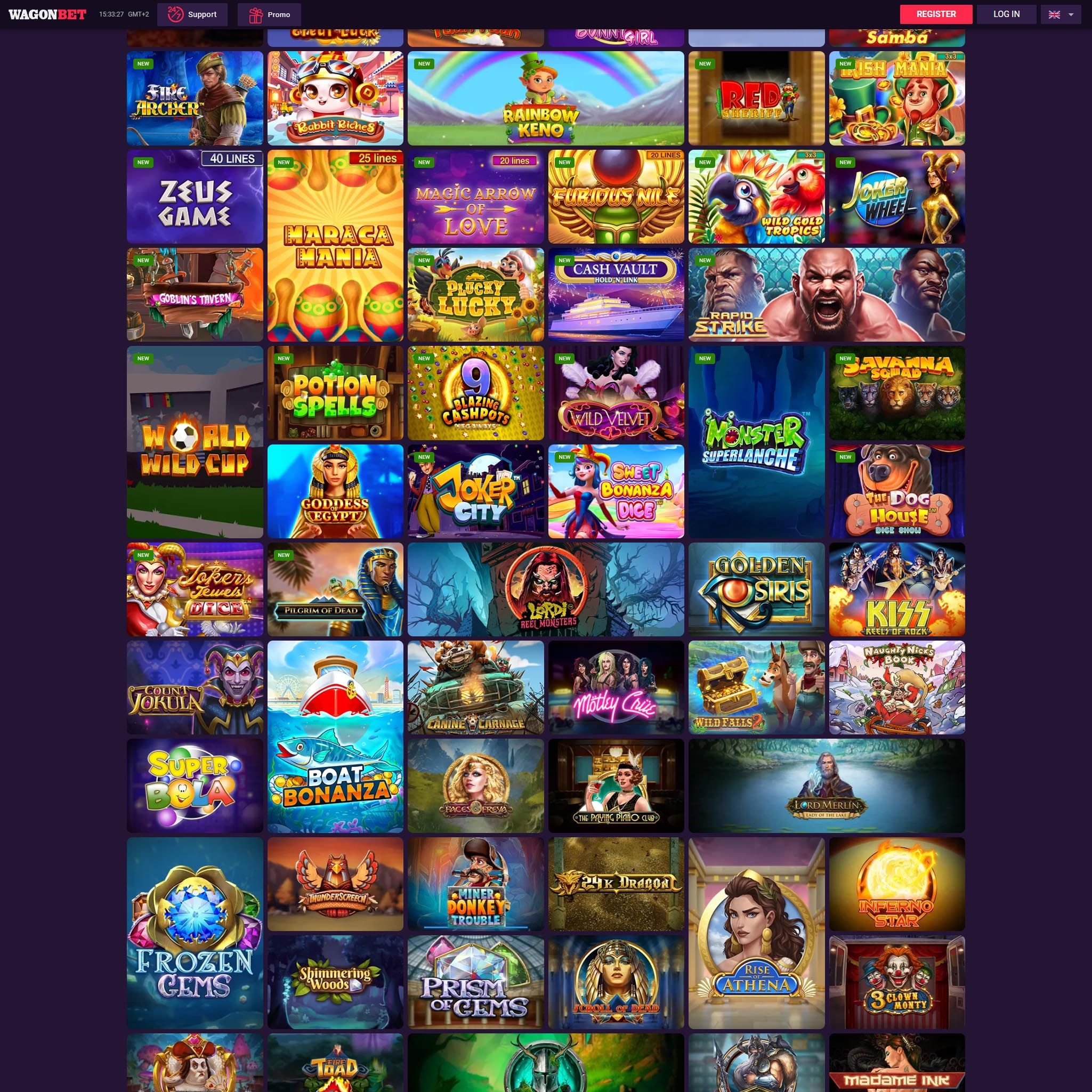 Find WagonBet game catalog