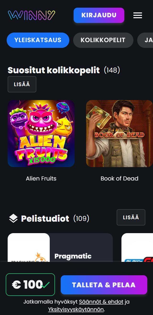Suomalaiset nettikasinot tarjoavat monia hyötyjä pelaajille. Winny Casino on suosittelemamme nettikasino, jolle voit lunastaa bonuksia ja muita etuja.