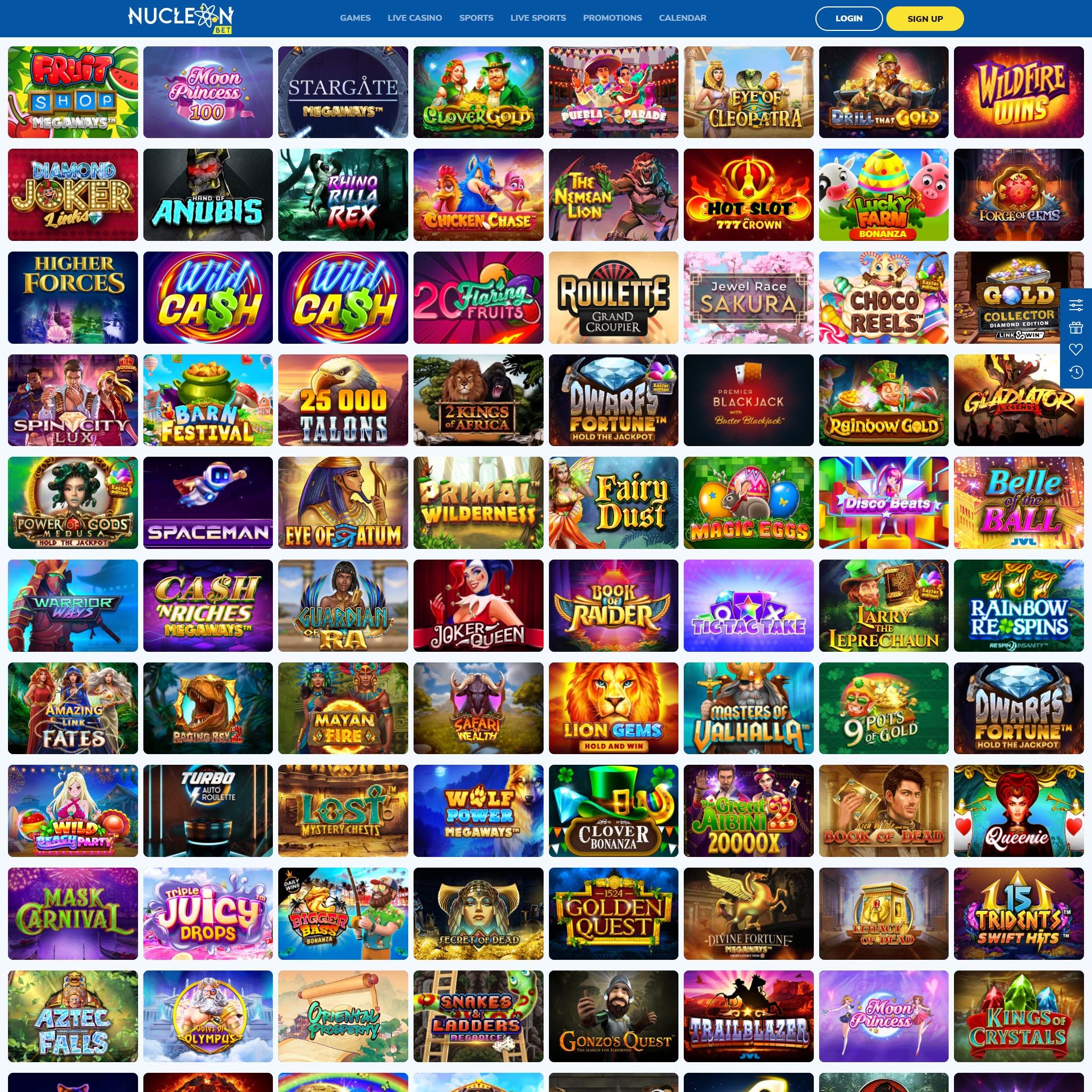 NucleonBet full games catalogue