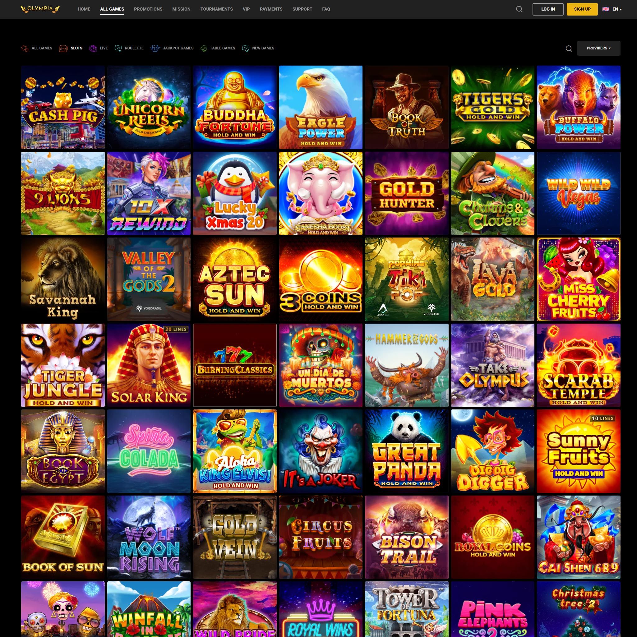 Olympia Casino full games catalogue