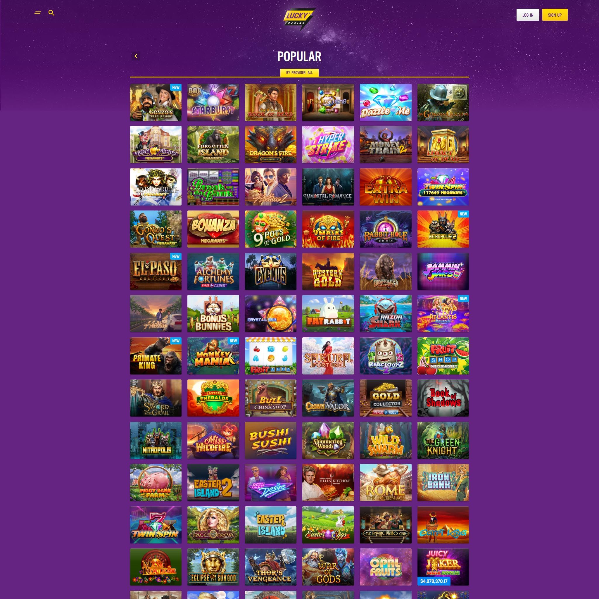Lucky Casino full games catalogue
