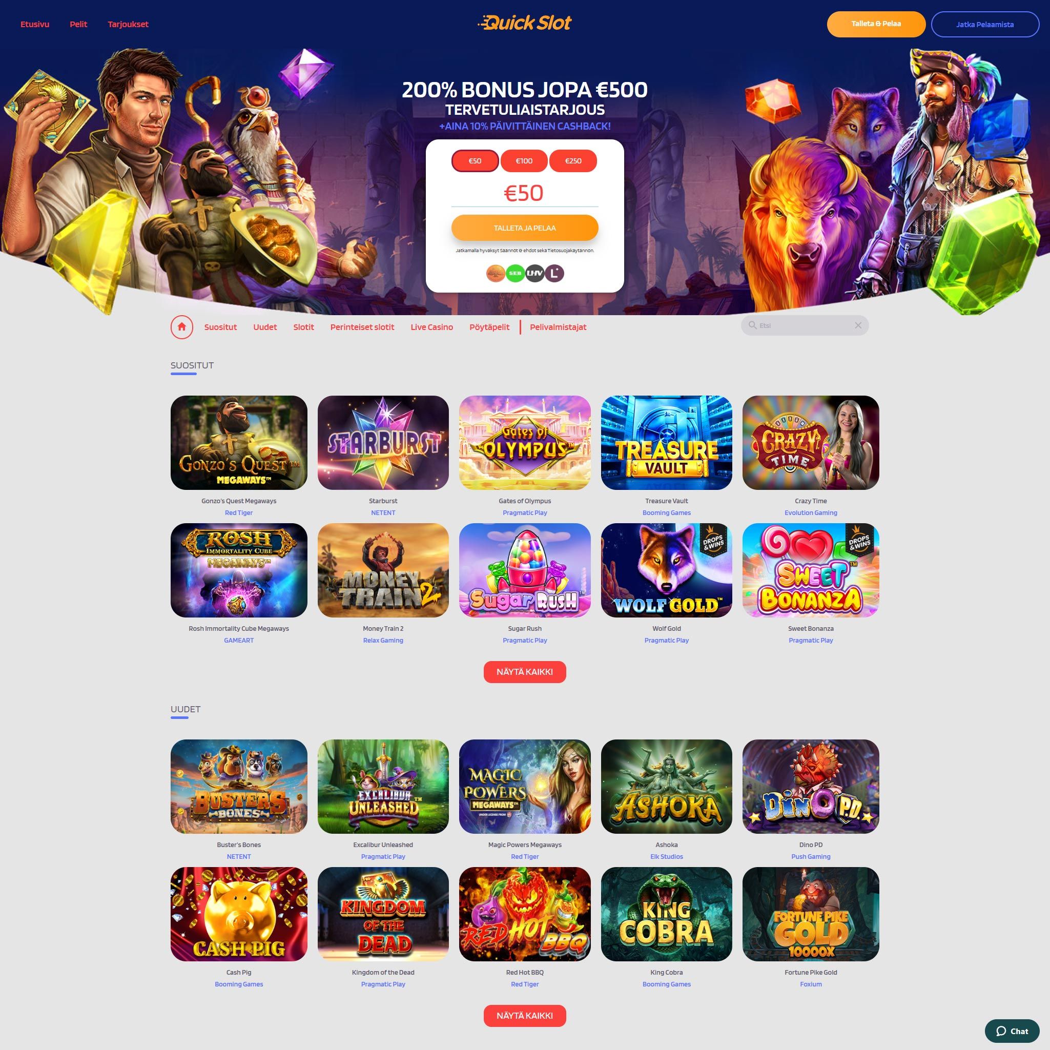 Suomalaiset nettikasinot tarjoavat monia hyötyjä pelaajille. Quickslot Casino on suosittelemamme nettikasino, jolle voit lunastaa bonuksia ja muita etuja.