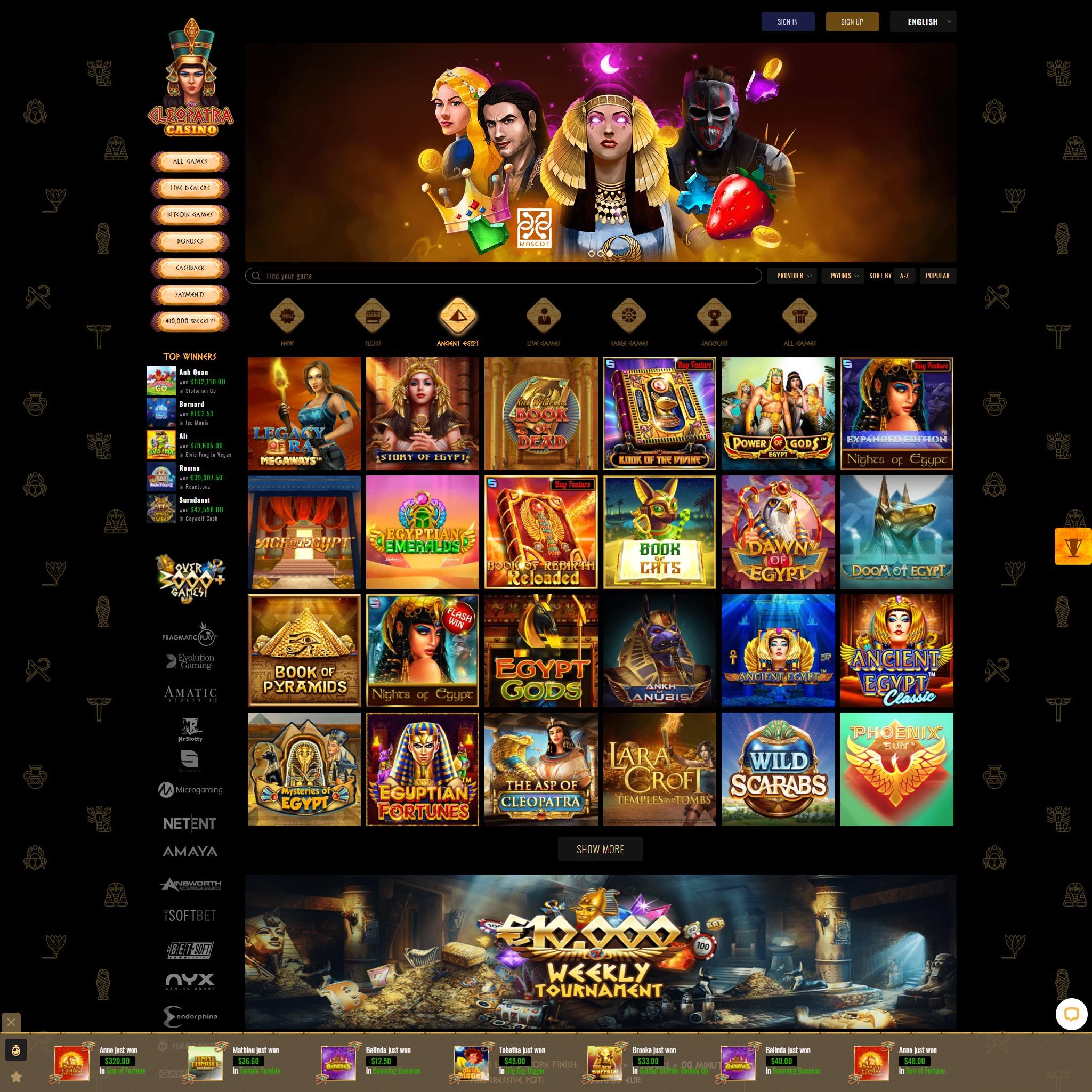 Cleopatra Casino review by Mr. Gamble