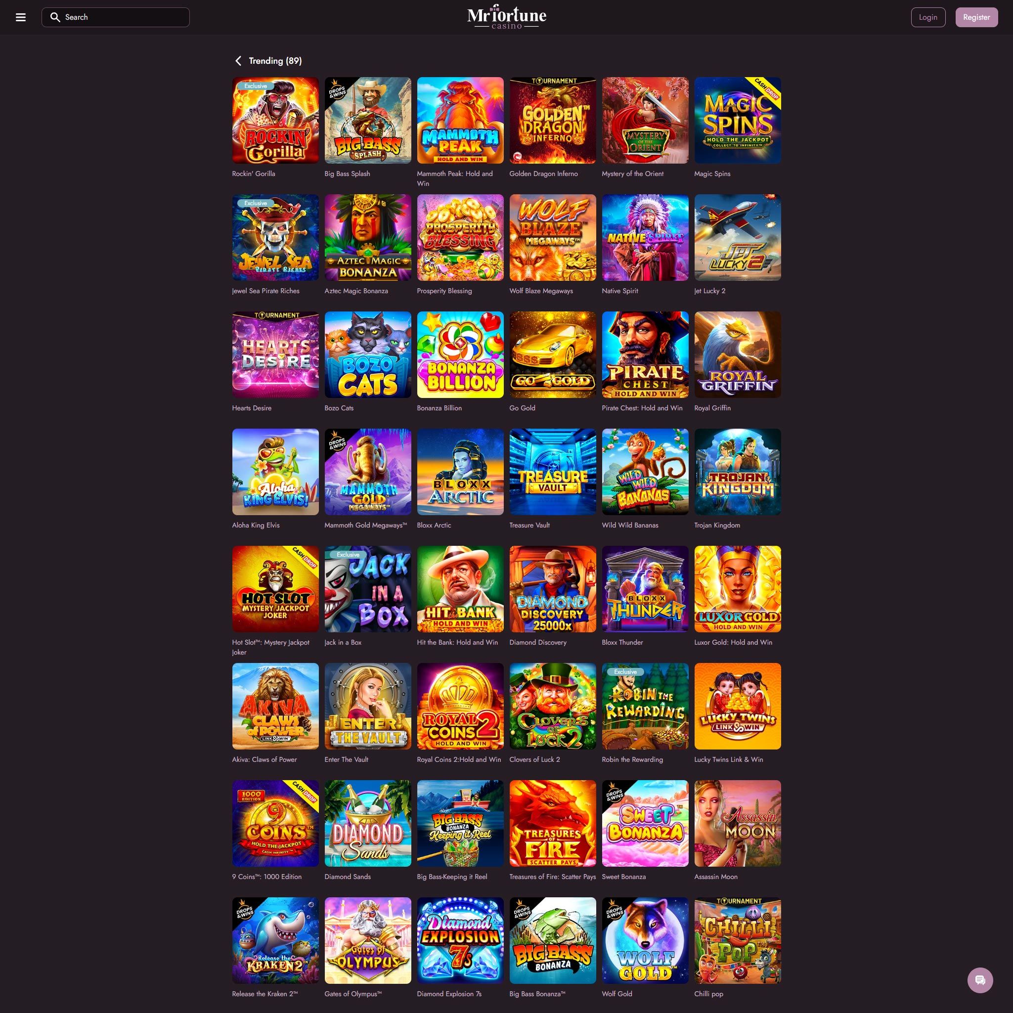 MrFortune Casino full games catalogue