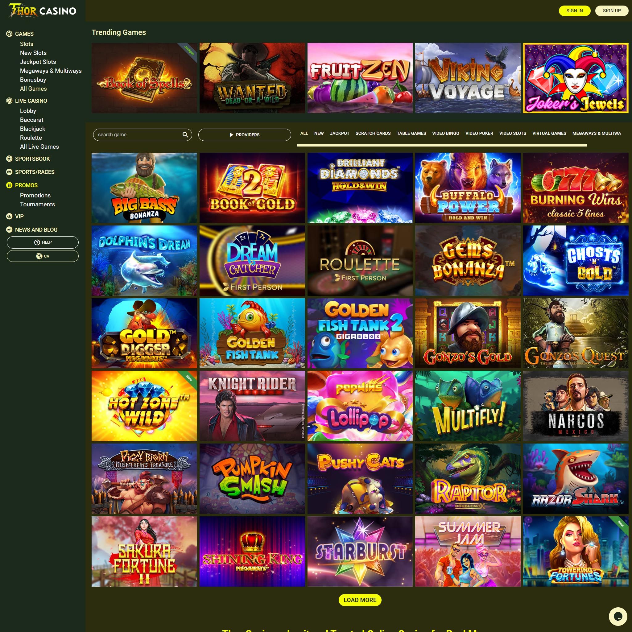 Thor Casino full games catalogue