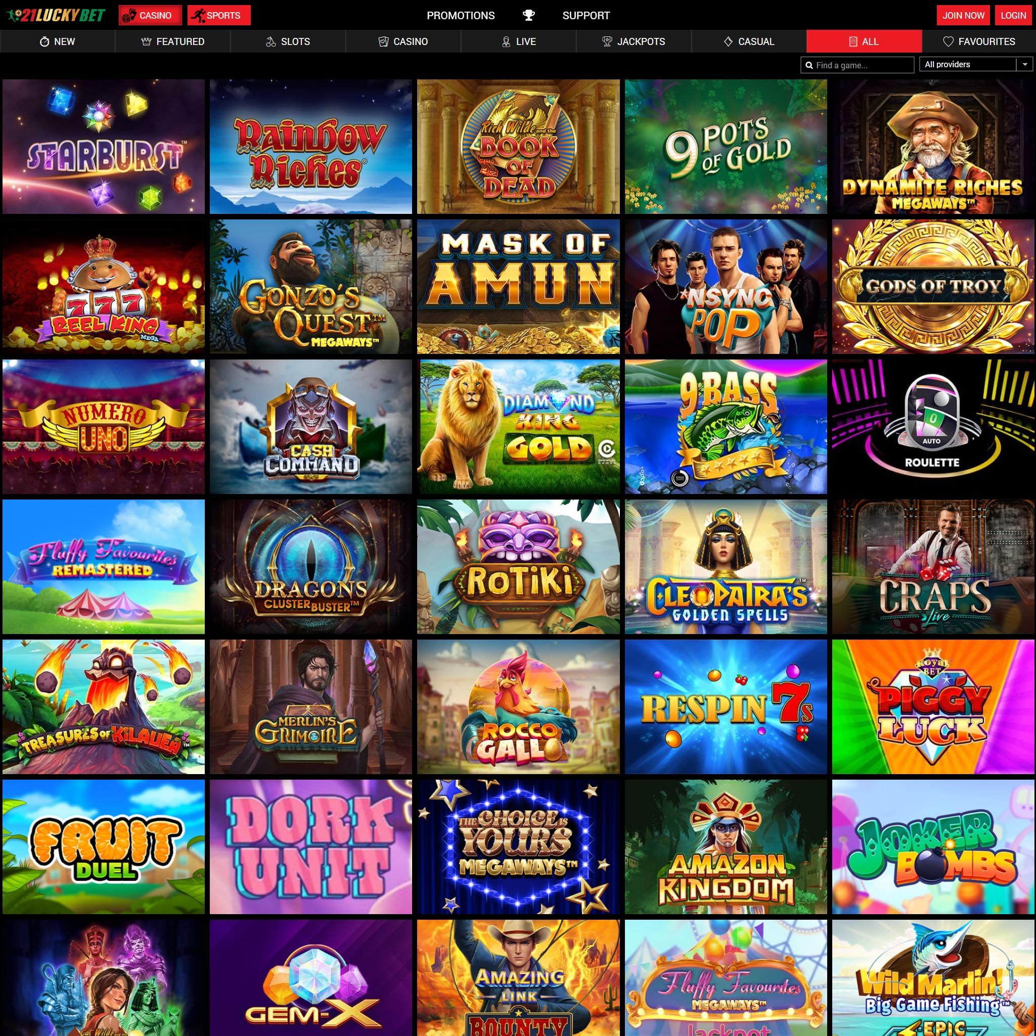 21luckybet full games catalogue