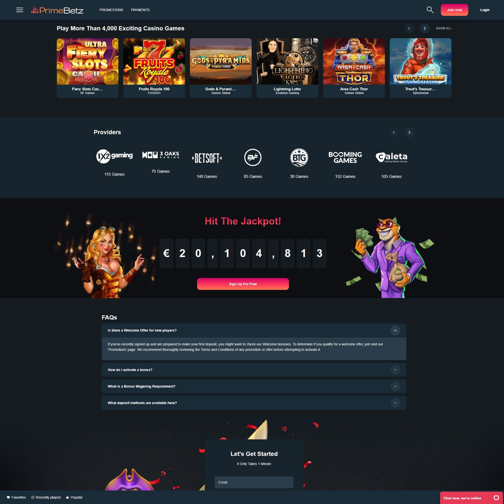 PrimeBetz Casino review