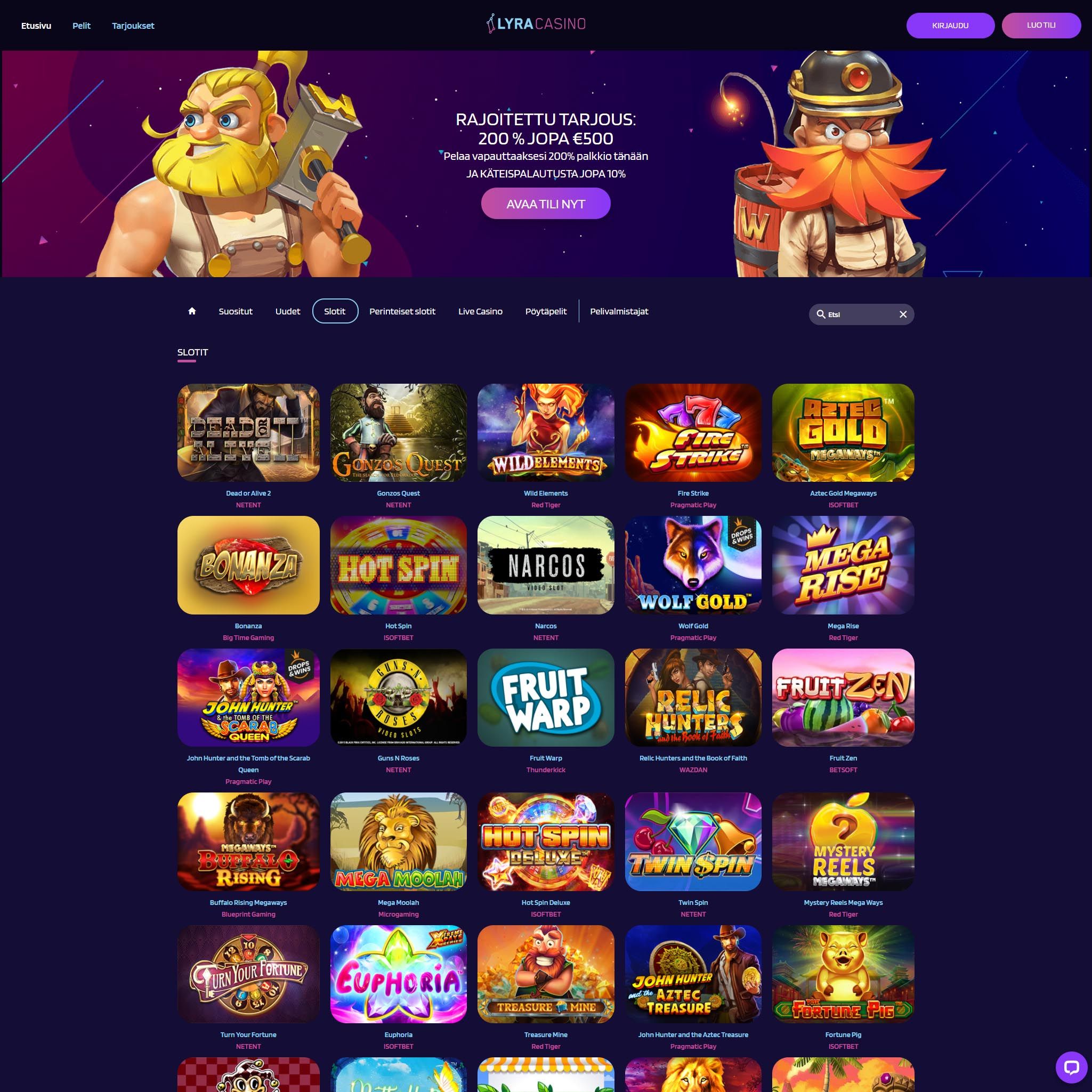 Pelaa netticasino LyraCasino voittaaksesi oikeaa rahaa – oikean rahan online casino! Vertaa kaikki nettikasinot ja löydä parhaat casinot Suomessa.