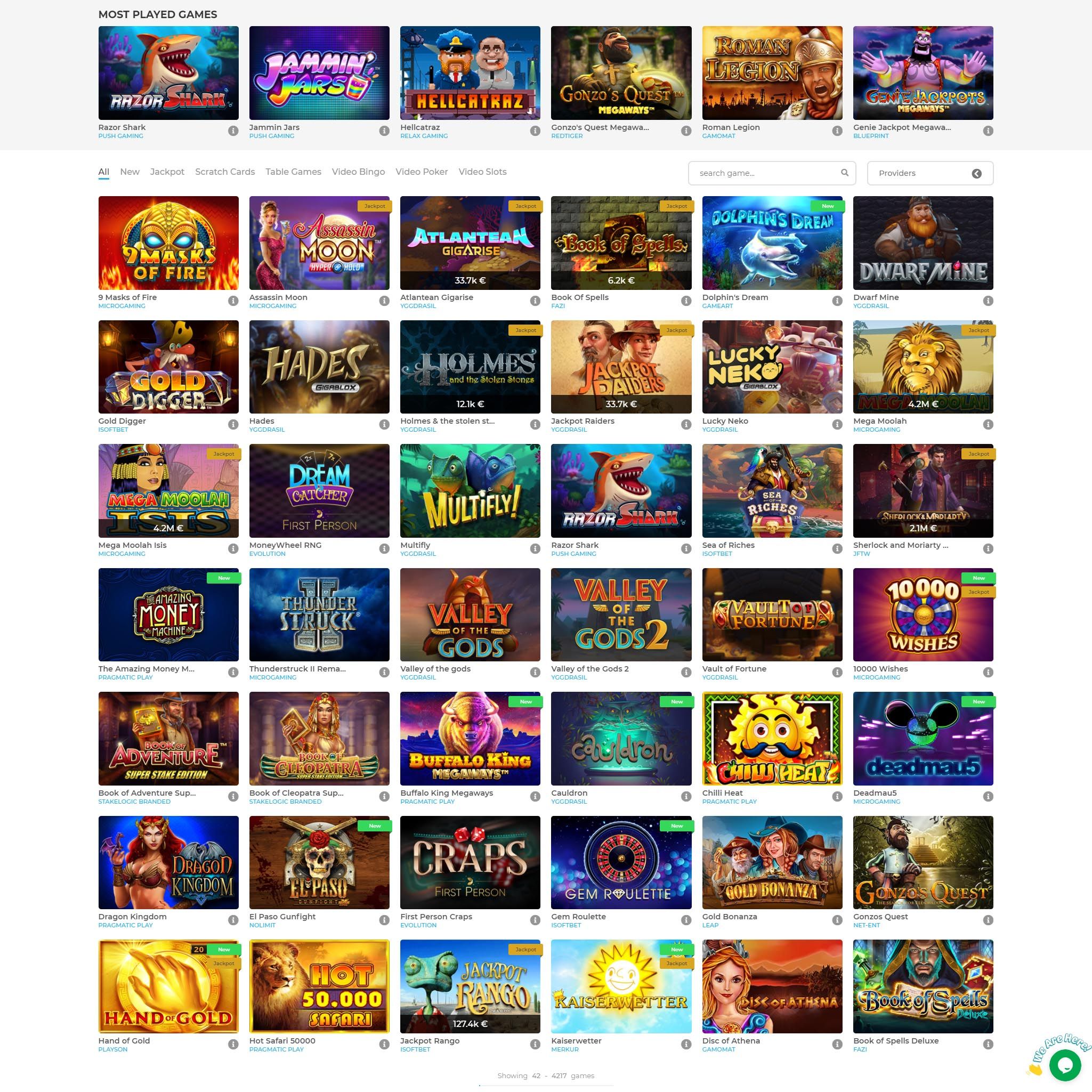 Wolfy Casino full games catalogue