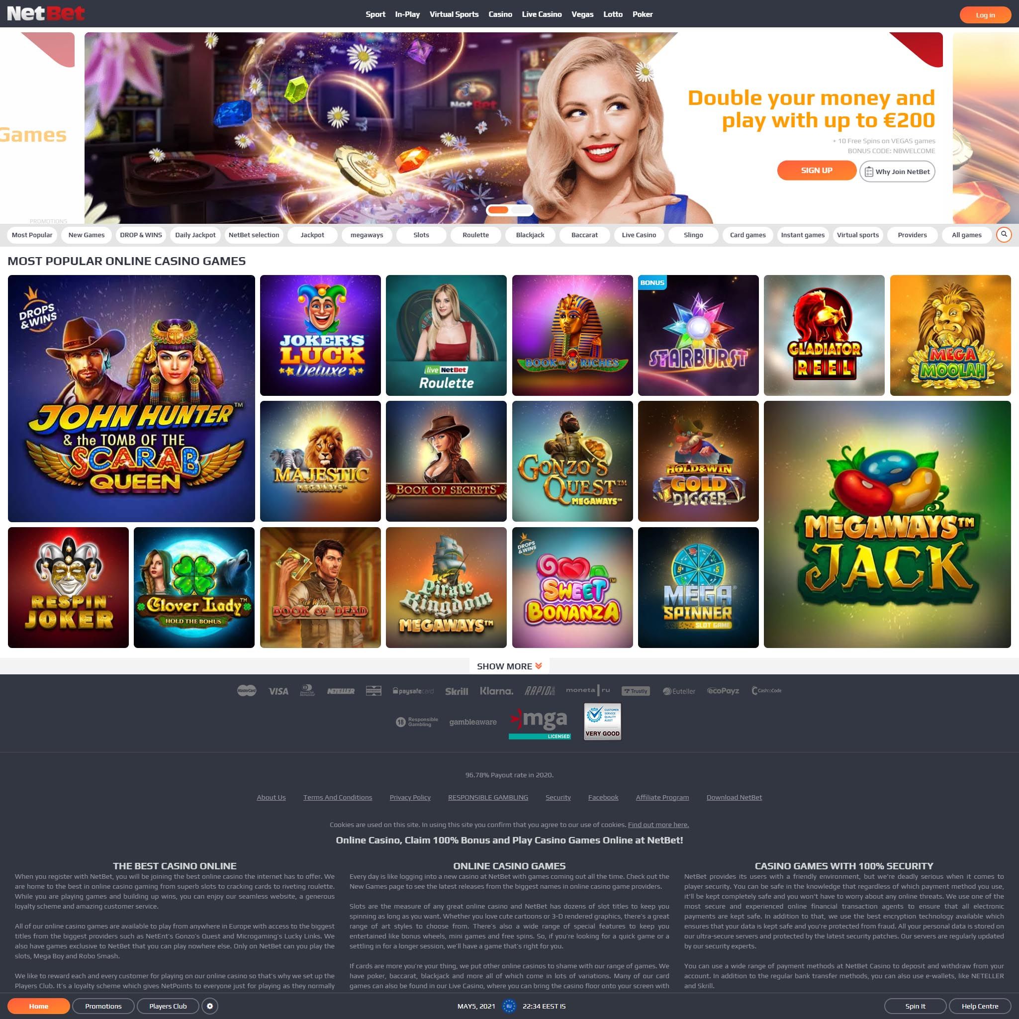 Find NetBet game catalog