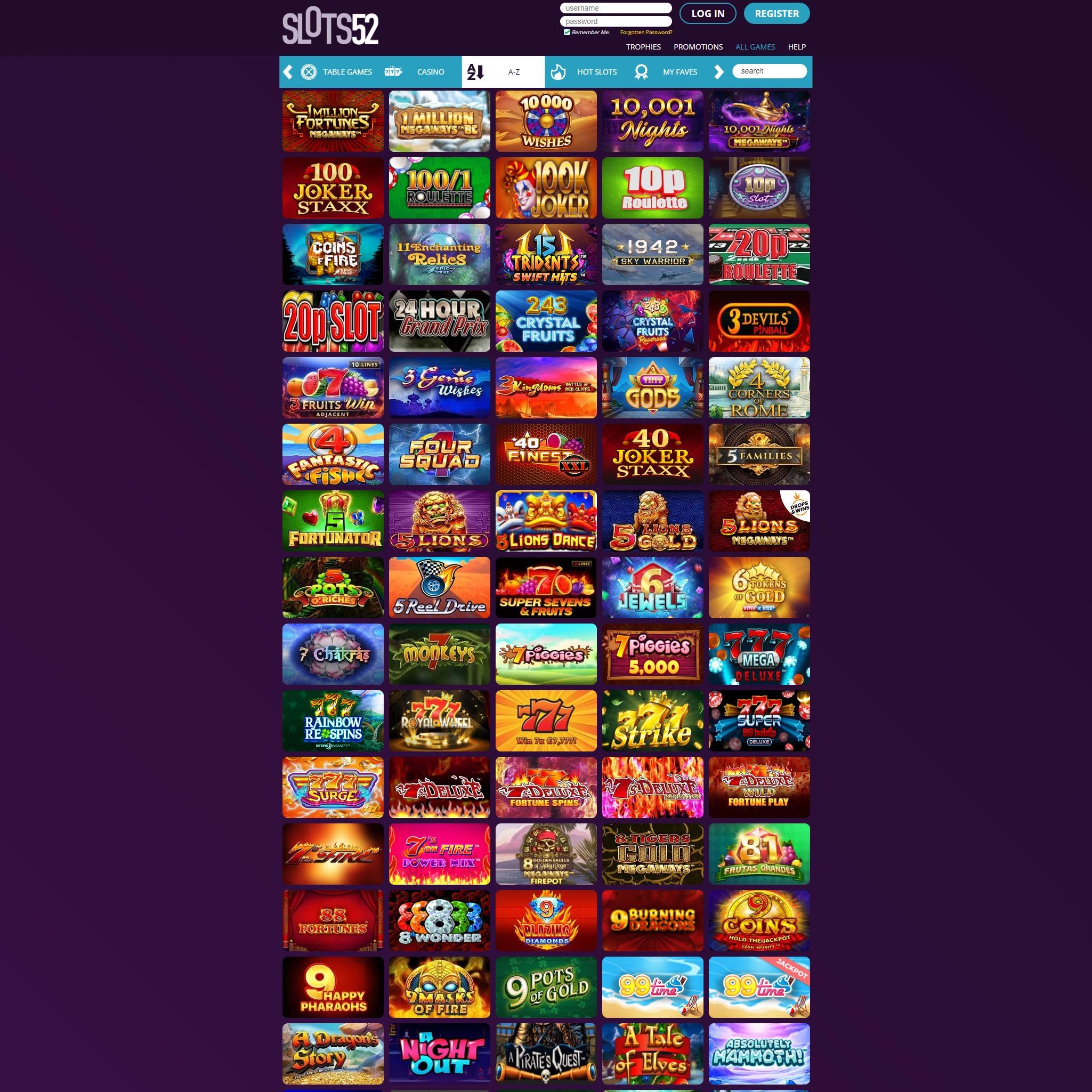 Slots52 full games catalogue