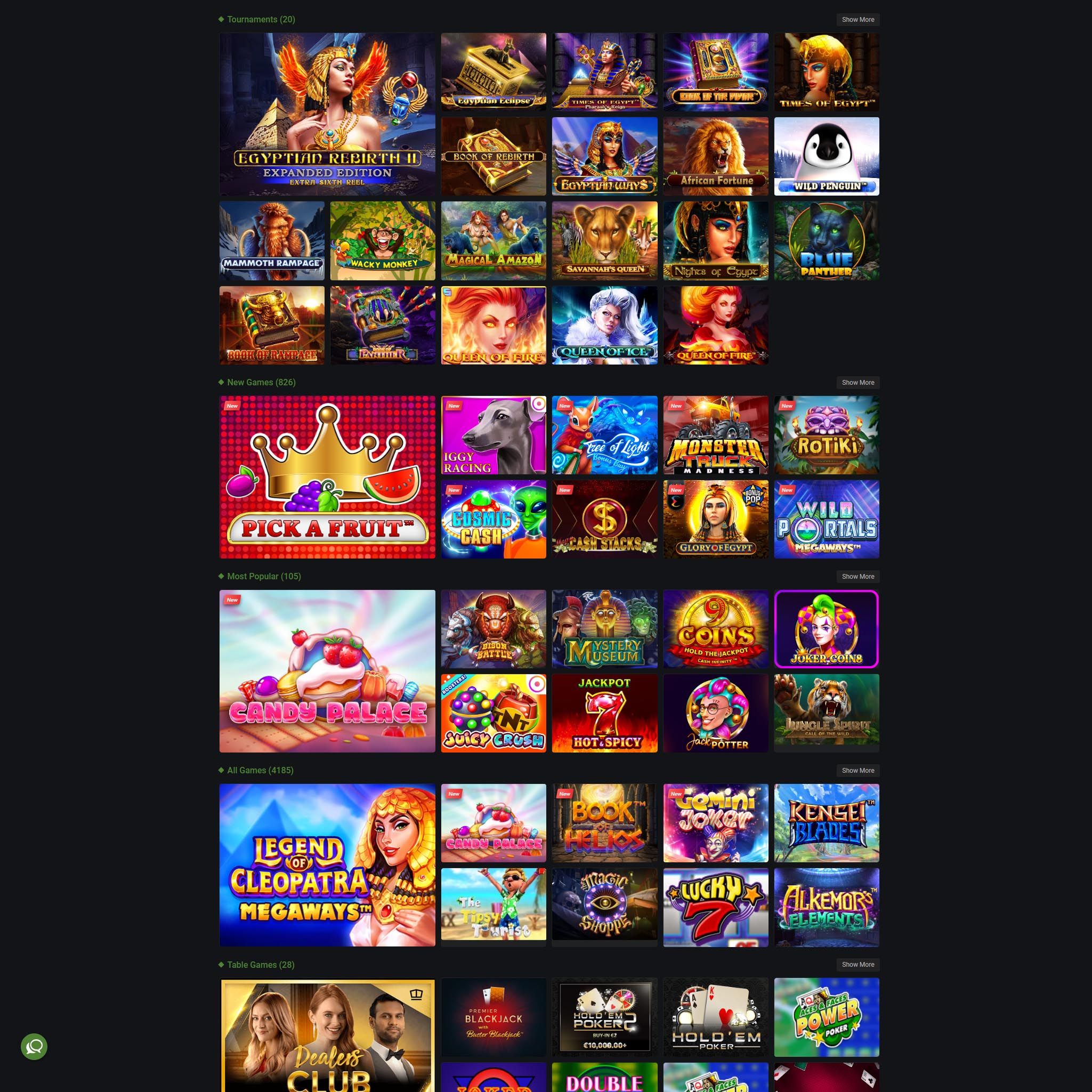 SultanBet Casino full games catalogue