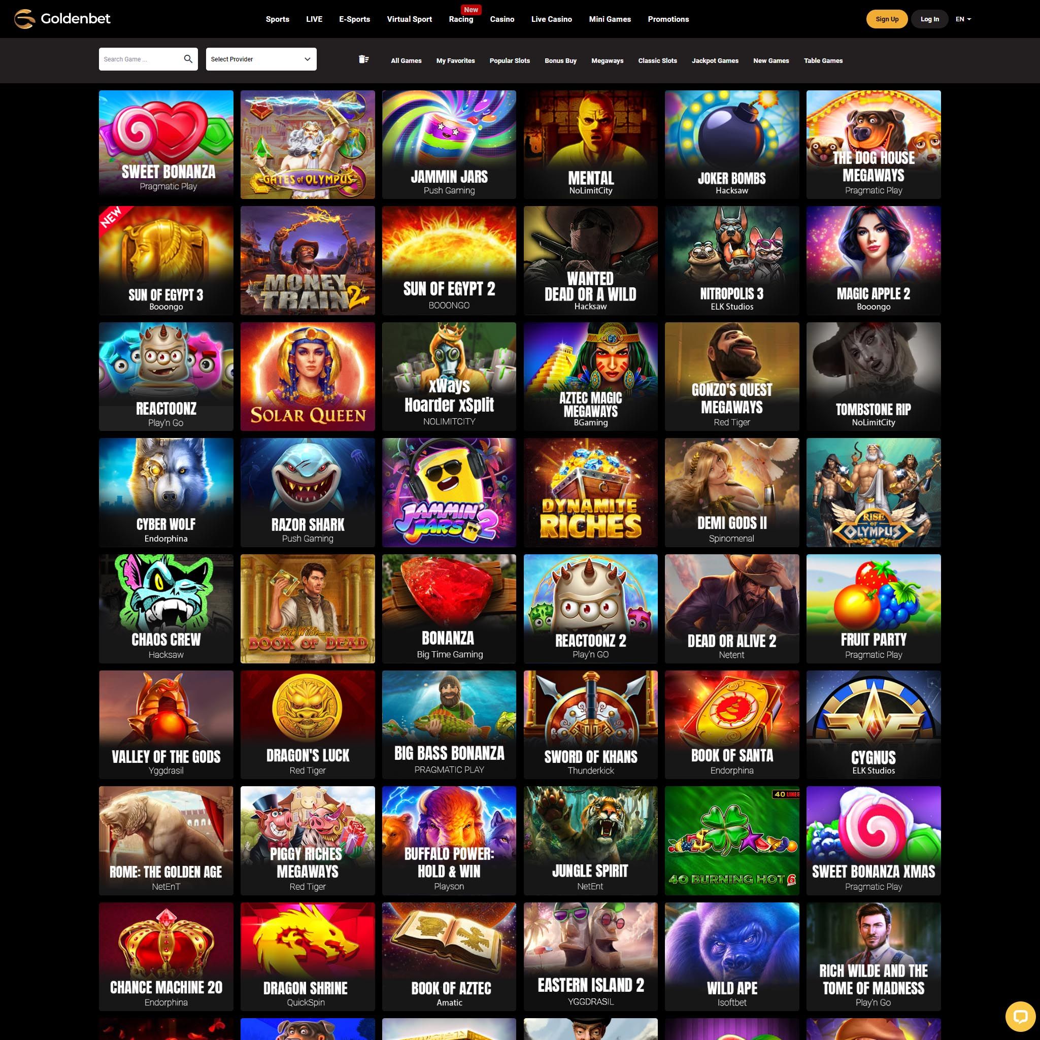 Goldenbet Casino full games catalogue