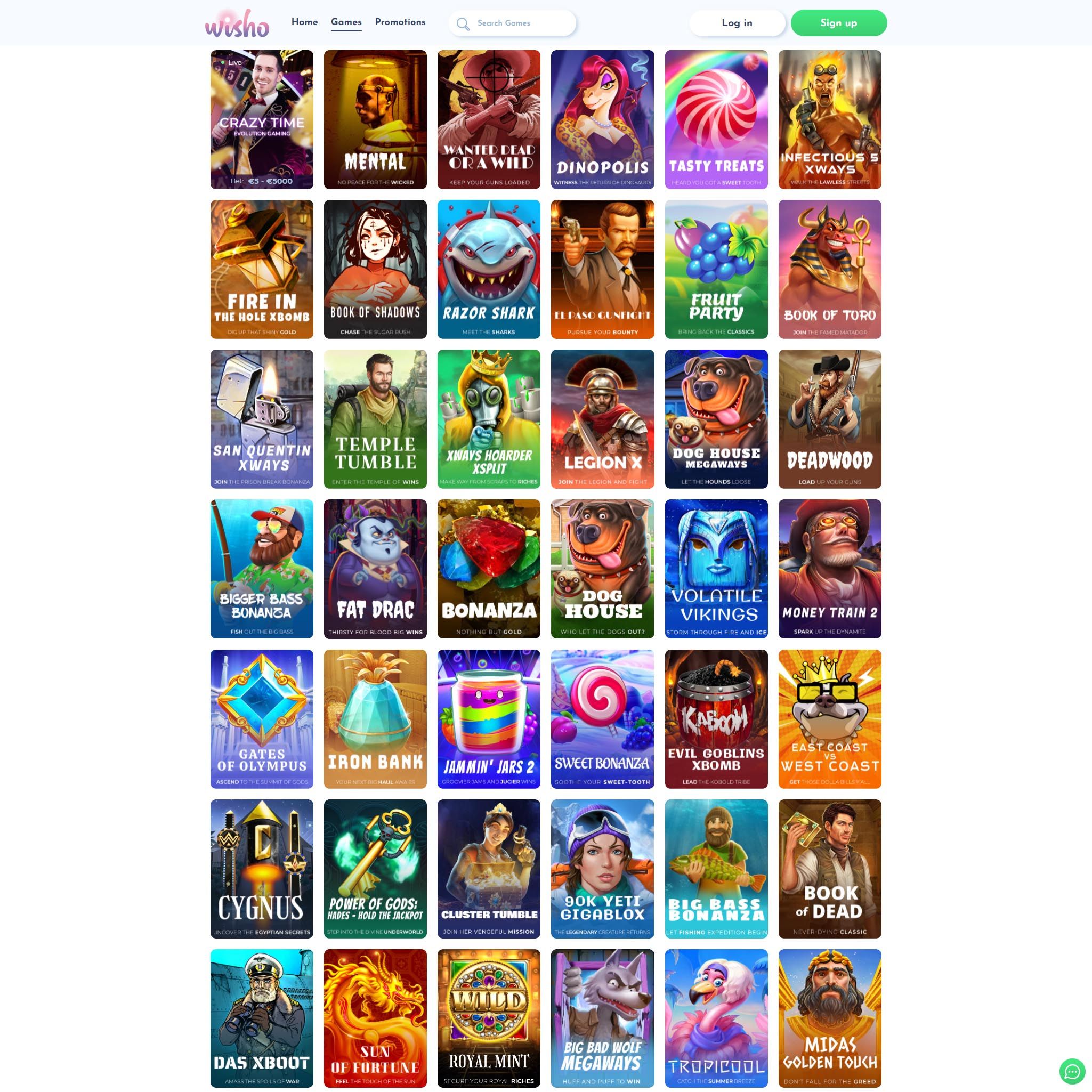 Wisho Casino full games catalogue