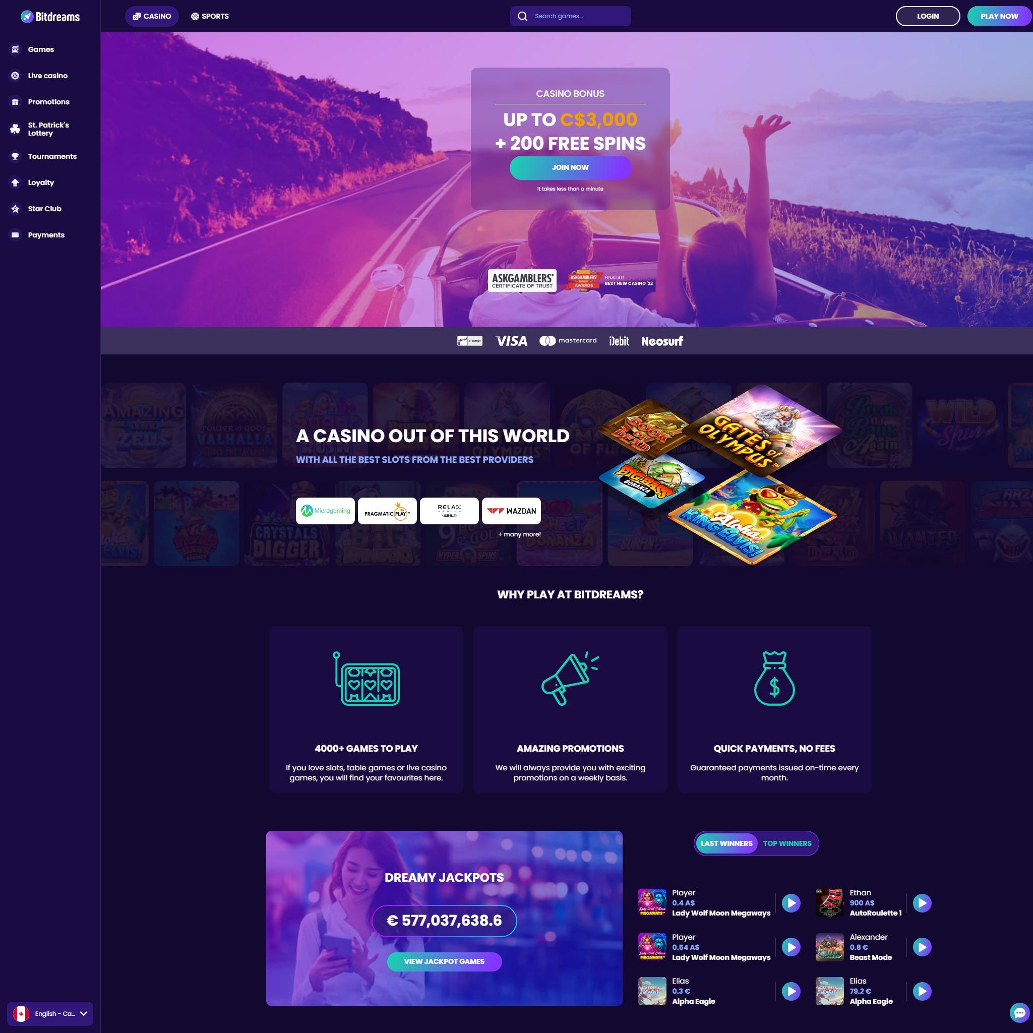 Bitdreams Casino CA review by Mr. Gamble