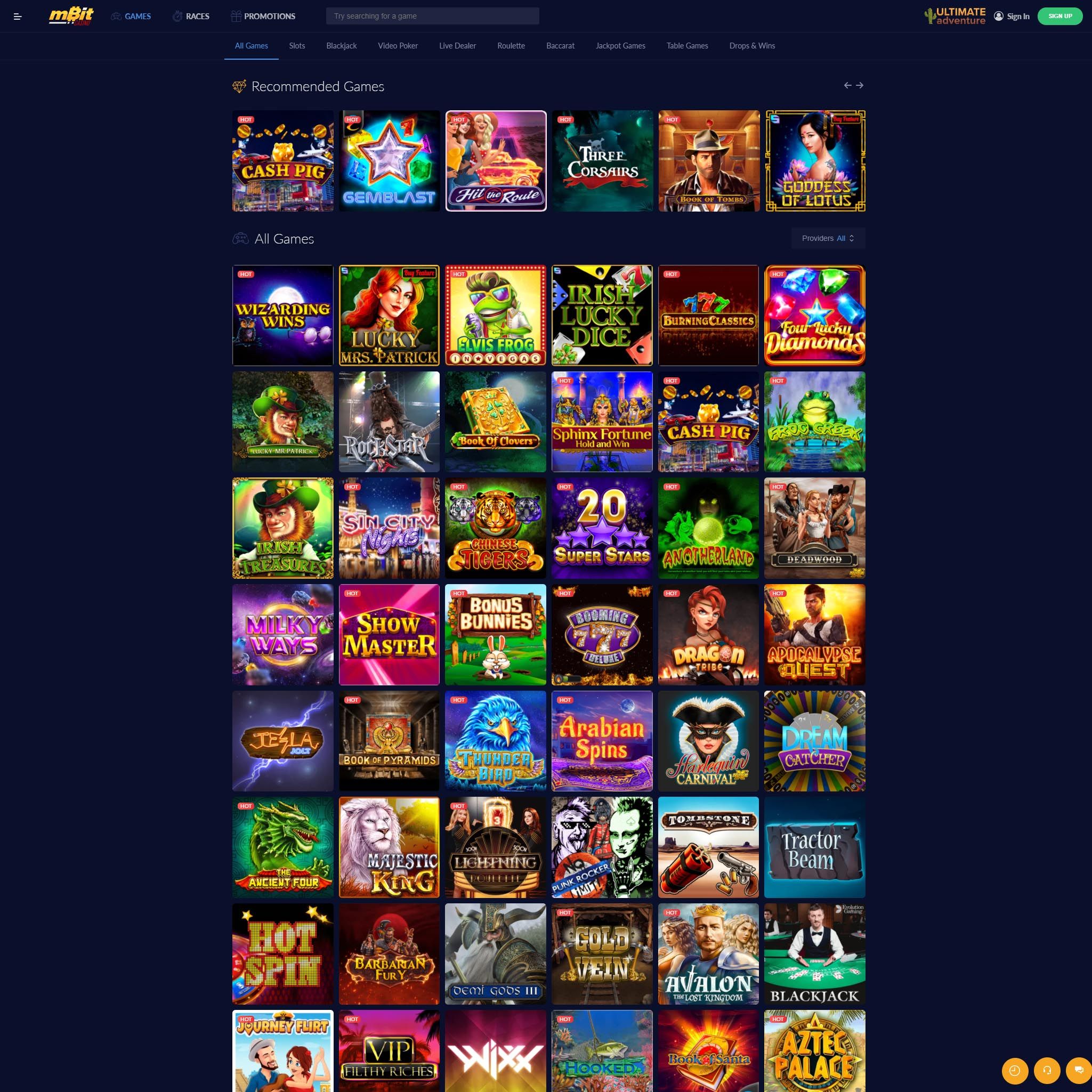 mBitCasino full games catalogue