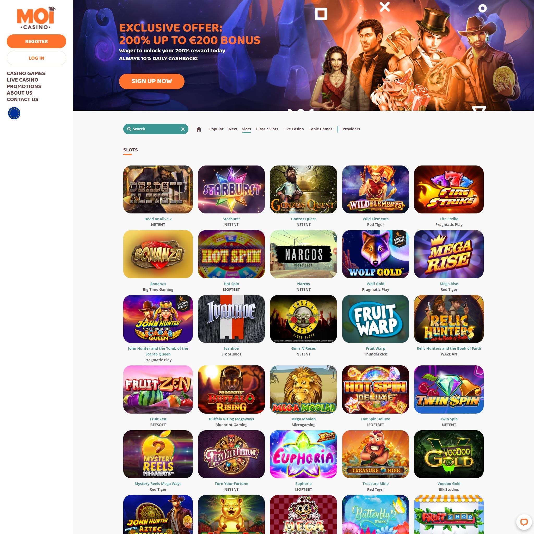 MoiCasino full games catalogue