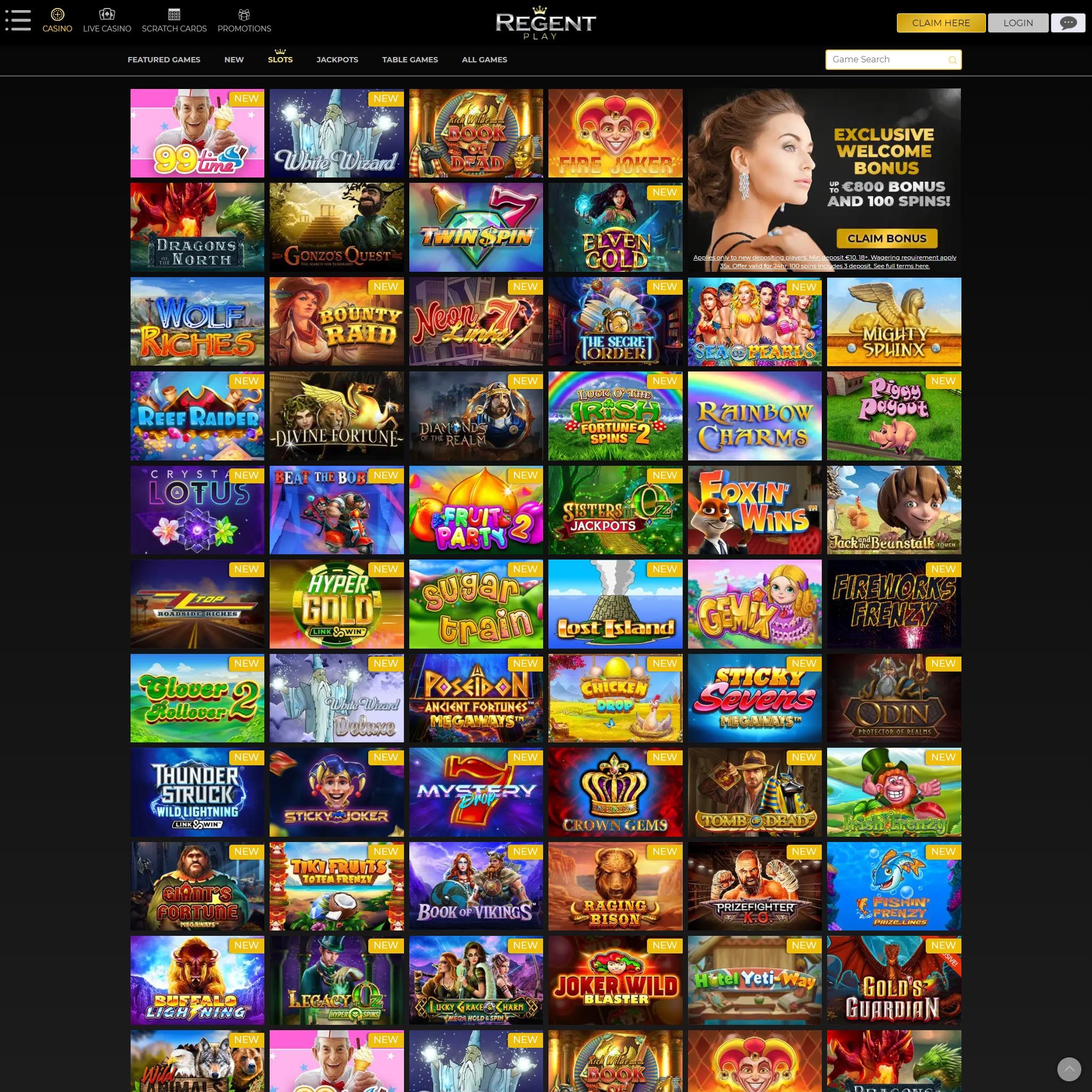 Regent Play Casino full games catalogue