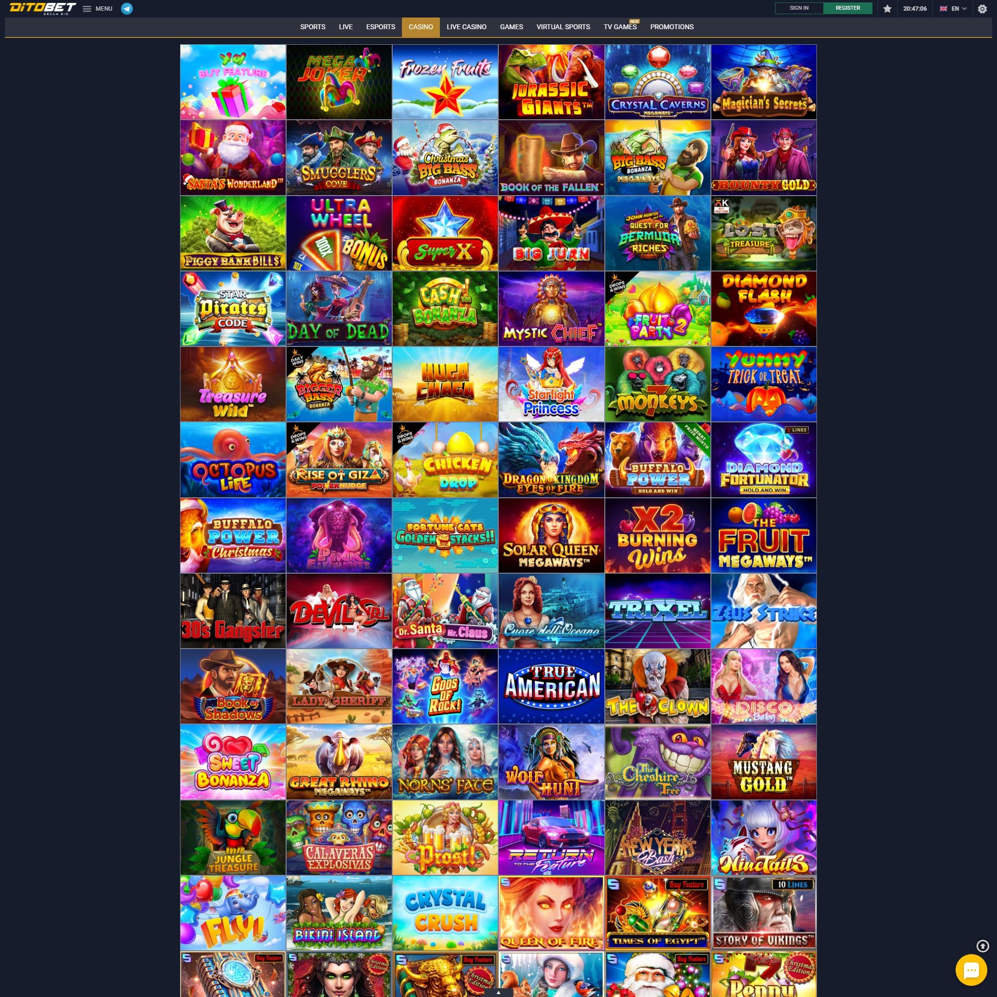 Ditobet full games catalogue