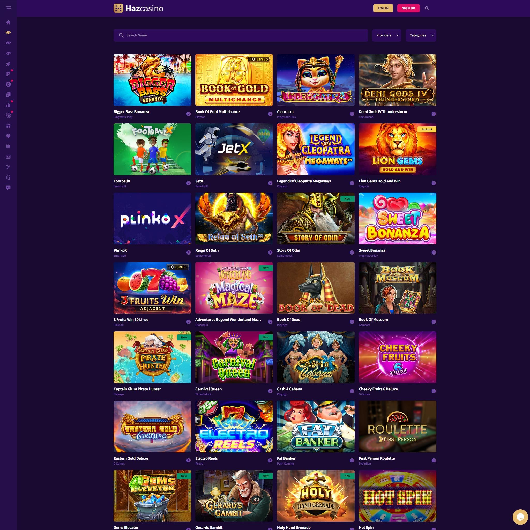 Find Haz Casino game catalog