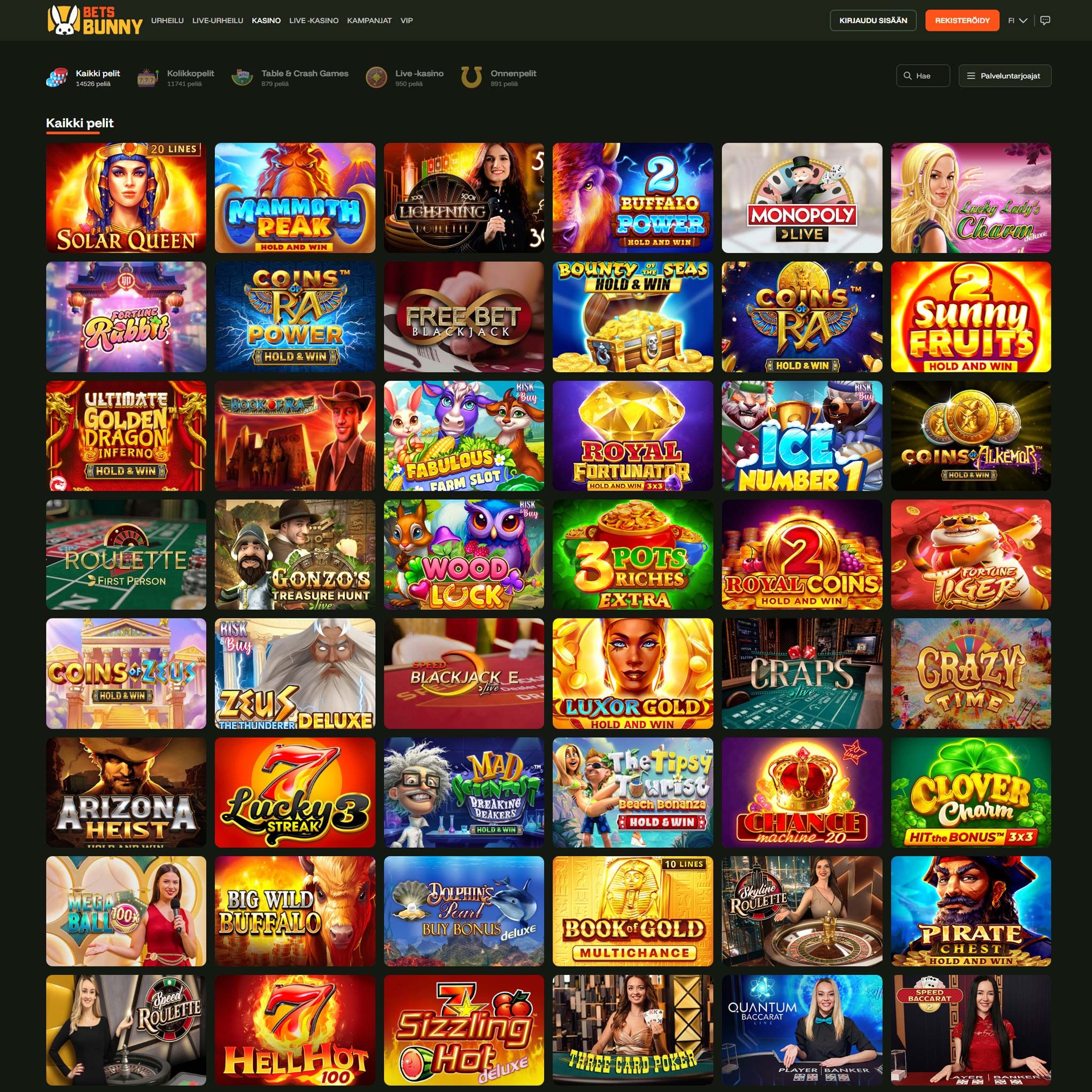 Suomalaiset nettikasinot tarjoavat monia hyötyjä pelaajille. Betsbunny Casino on suosittelemamme nettikasino, jolle voit lunastaa bonuksia ja muita etuja.