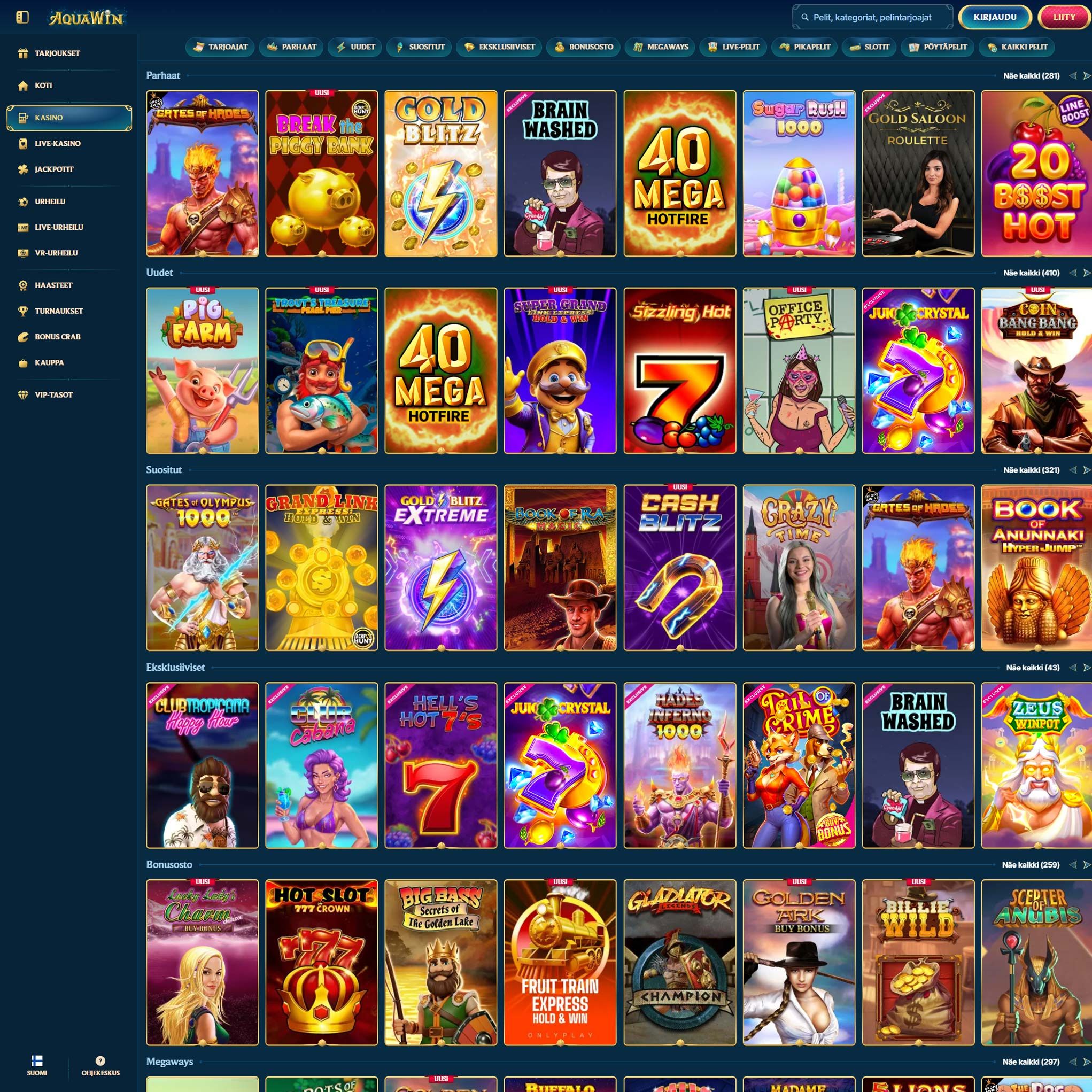 Suomalaiset nettikasinot tarjoavat monia hyötyjä pelaajille. Aquawin Casino on suosittelemamme nettikasino, jolle voit lunastaa bonuksia ja muita etuja.