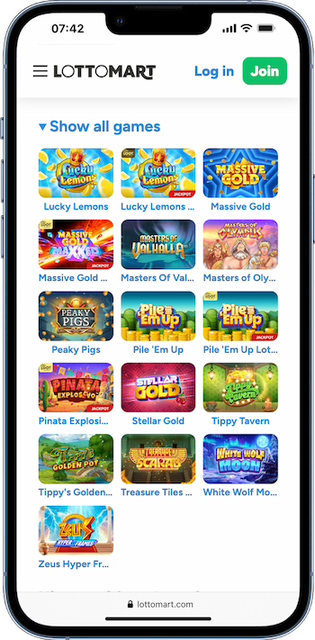 Accessing Snowborn Games slots at Lottomart Casino