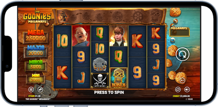Playing The Goonies Megaways at an online casino