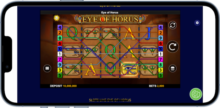 The ten active paylines in Blueprint Gaming's Eye of Horus slot game