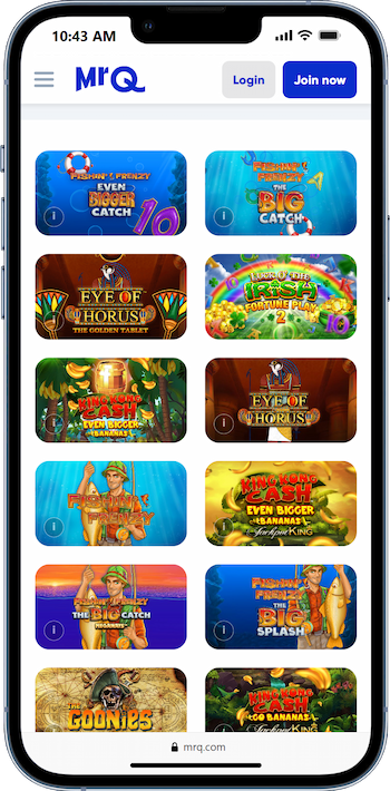 Blueprint Gaming slots to play at Mr Q Casino on mobile