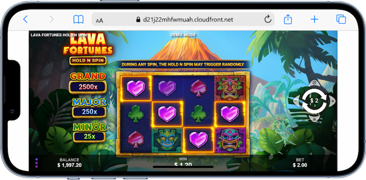 Lava Fortunes Hold N Spin slot game from Aristocrat label Wizard Games