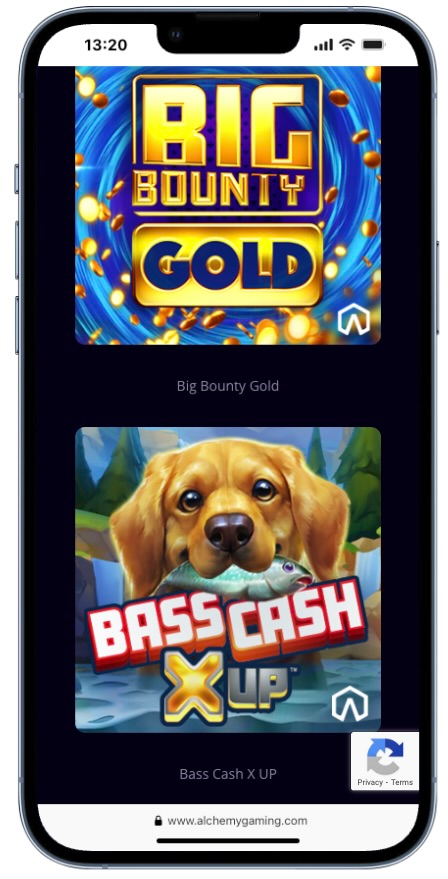 Alchemy Gaming slots on the studio's website