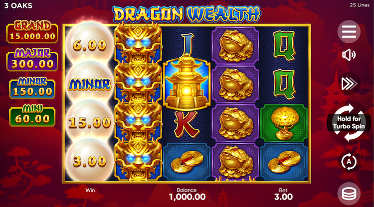 Try Dragon Wealth, one of the 3 Oaks Gaming games
