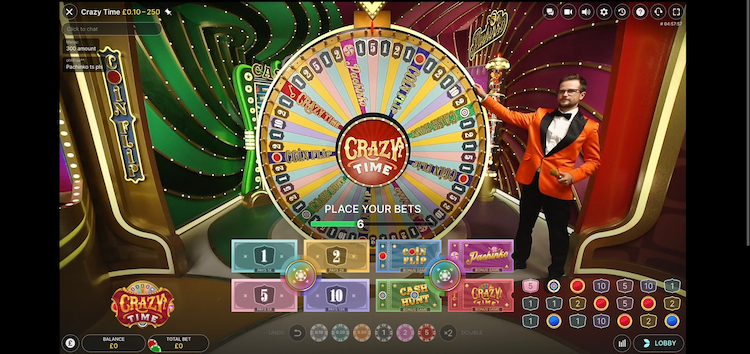 Playing Crazy Time live by Evolution Gaming