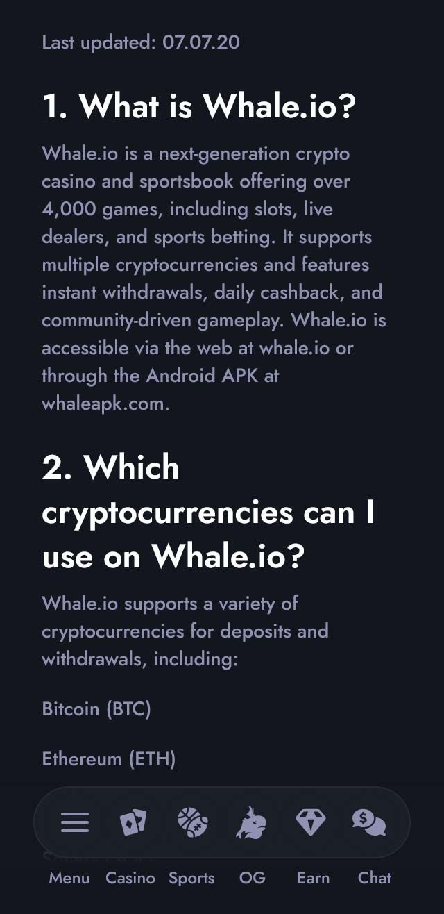 Whale.io Casino - checked and verified for your benefit