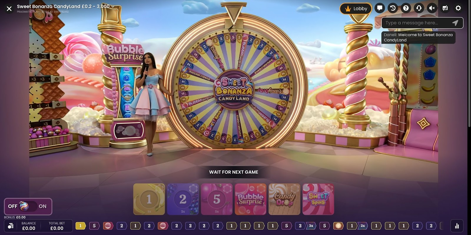Sweet Bonanza Candyland live casino gameplay