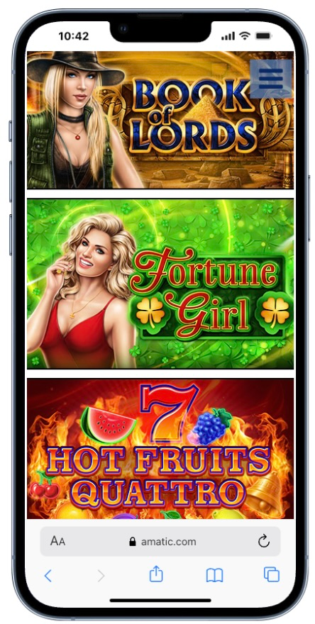 Popular Amatic slot games on a mobile device