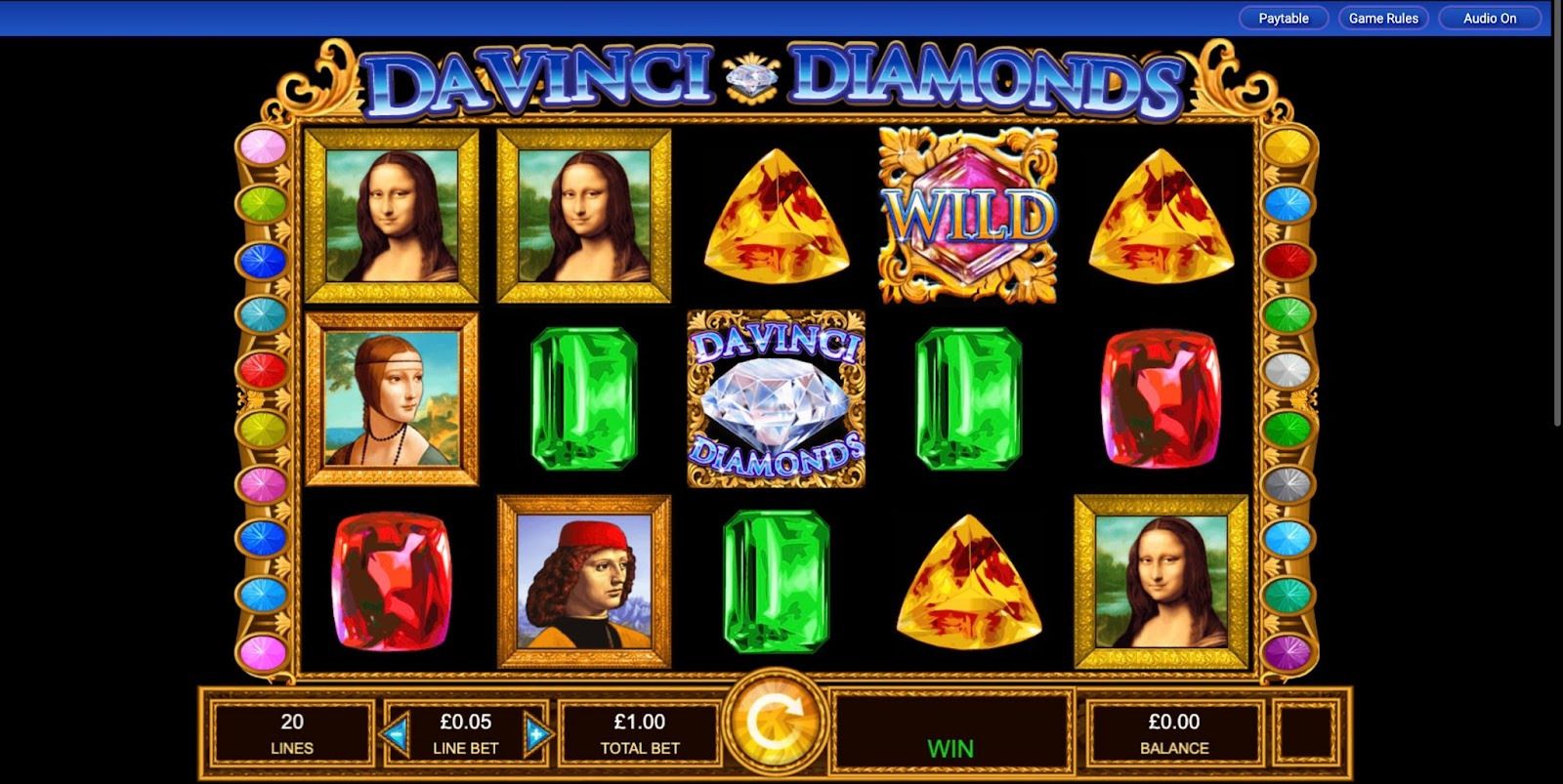 Da Vinci Diamonds slot gameplay