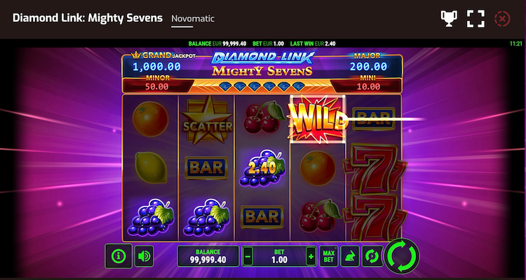 Novomatic slot Diamond Link Mighty Sevens