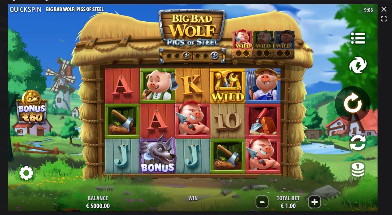 Playing Big Bad Wolf: Pigs of Steel slot by Quickspin