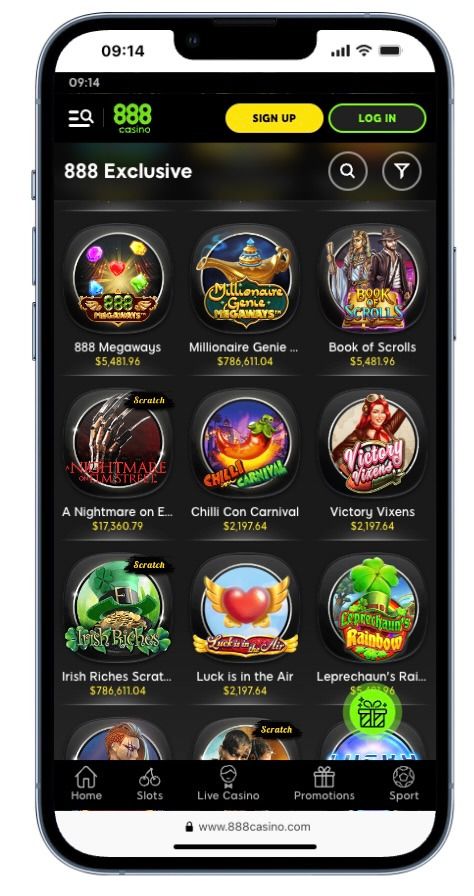 Some of the exclusive Section 8 slots at 888 Casino