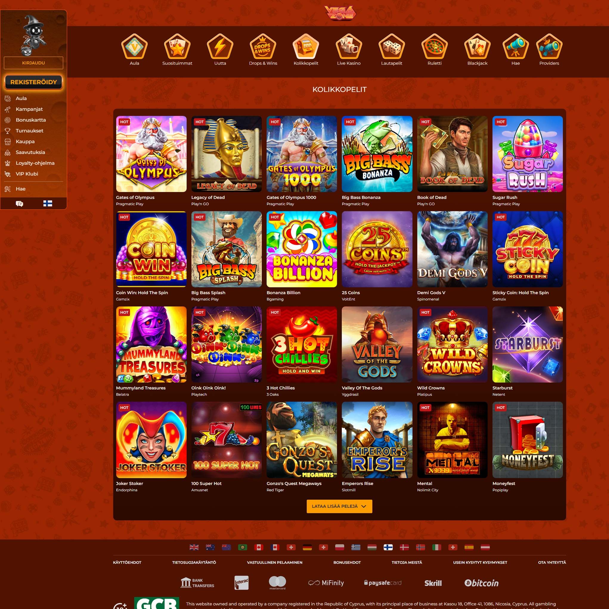 Suomalaiset nettikasinot tarjoavat monia hyötyjä pelaajille. VegaZone Casino on suosittelemamme nettikasino, jolle voit lunastaa bonuksia ja muita etuja.