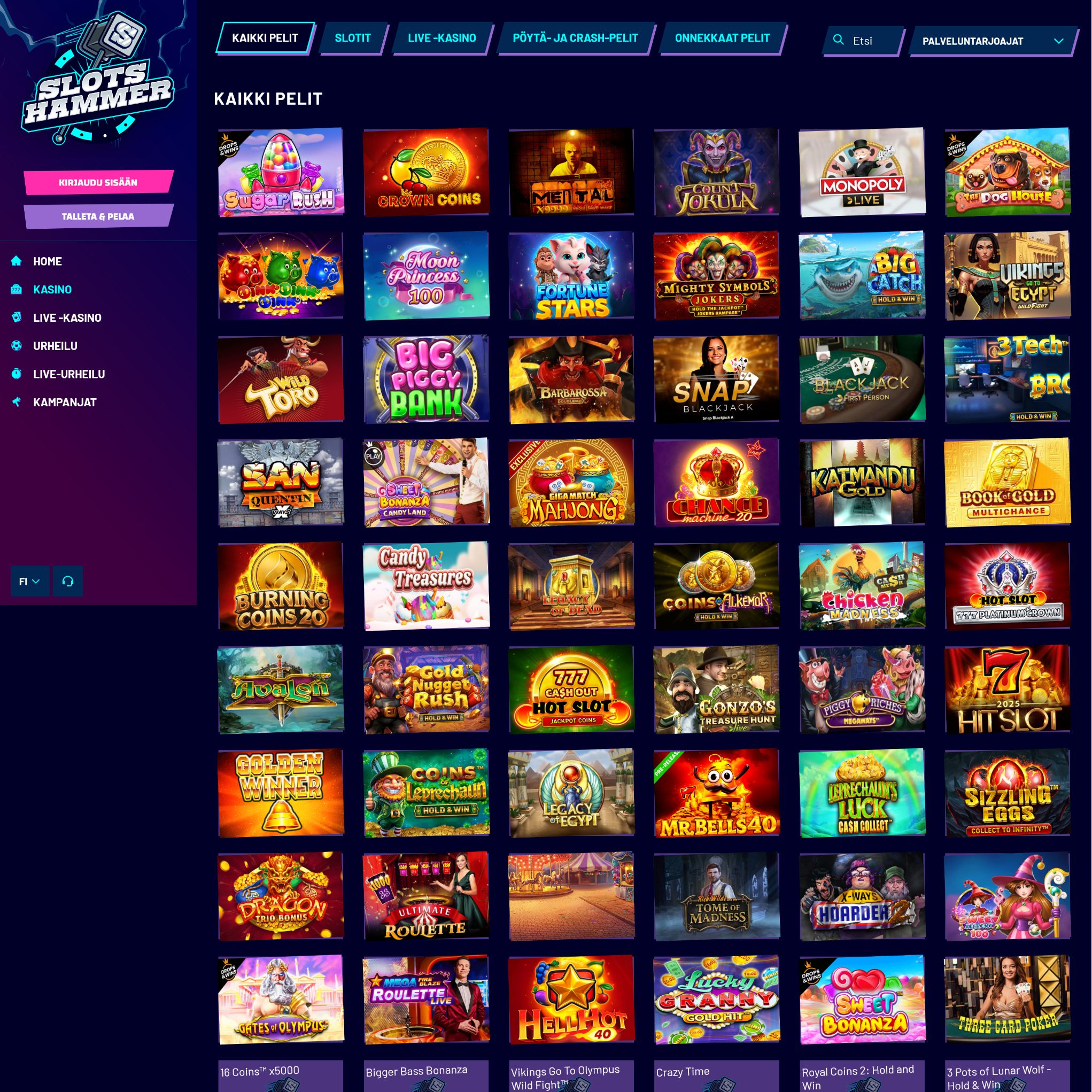 Pelaa netticasino Slotshammer Casino voittaaksesi oikeaa rahaa – oikean rahan online casino! Vertaa kaikki nettikasinot ja löydä parhaat casinot Suomessa.