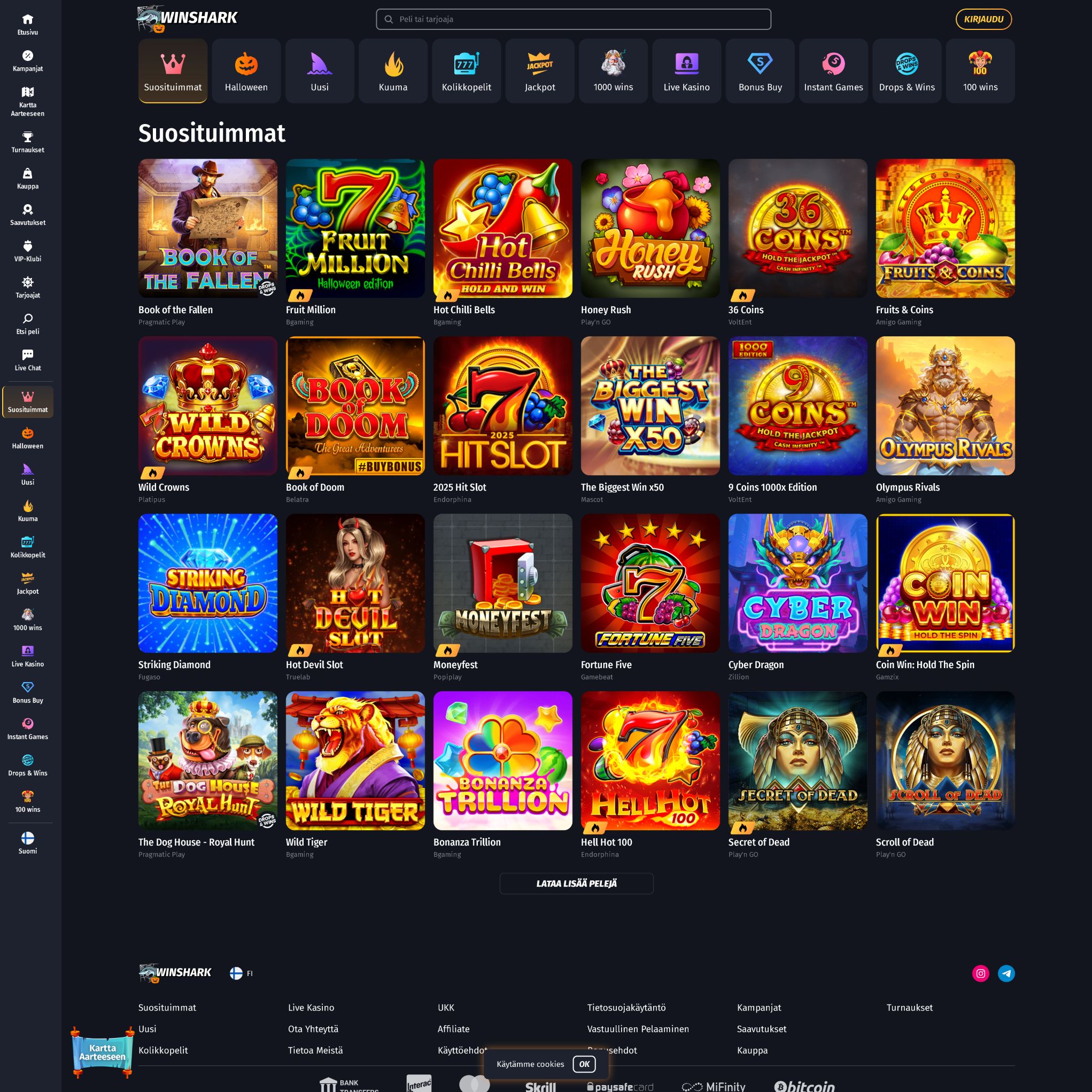 Pelaa netticasino Winshark Casino voittaaksesi oikeaa rahaa – oikean rahan online casino! Vertaa kaikki nettikasinot ja löydä parhaat casinot Suomessa.