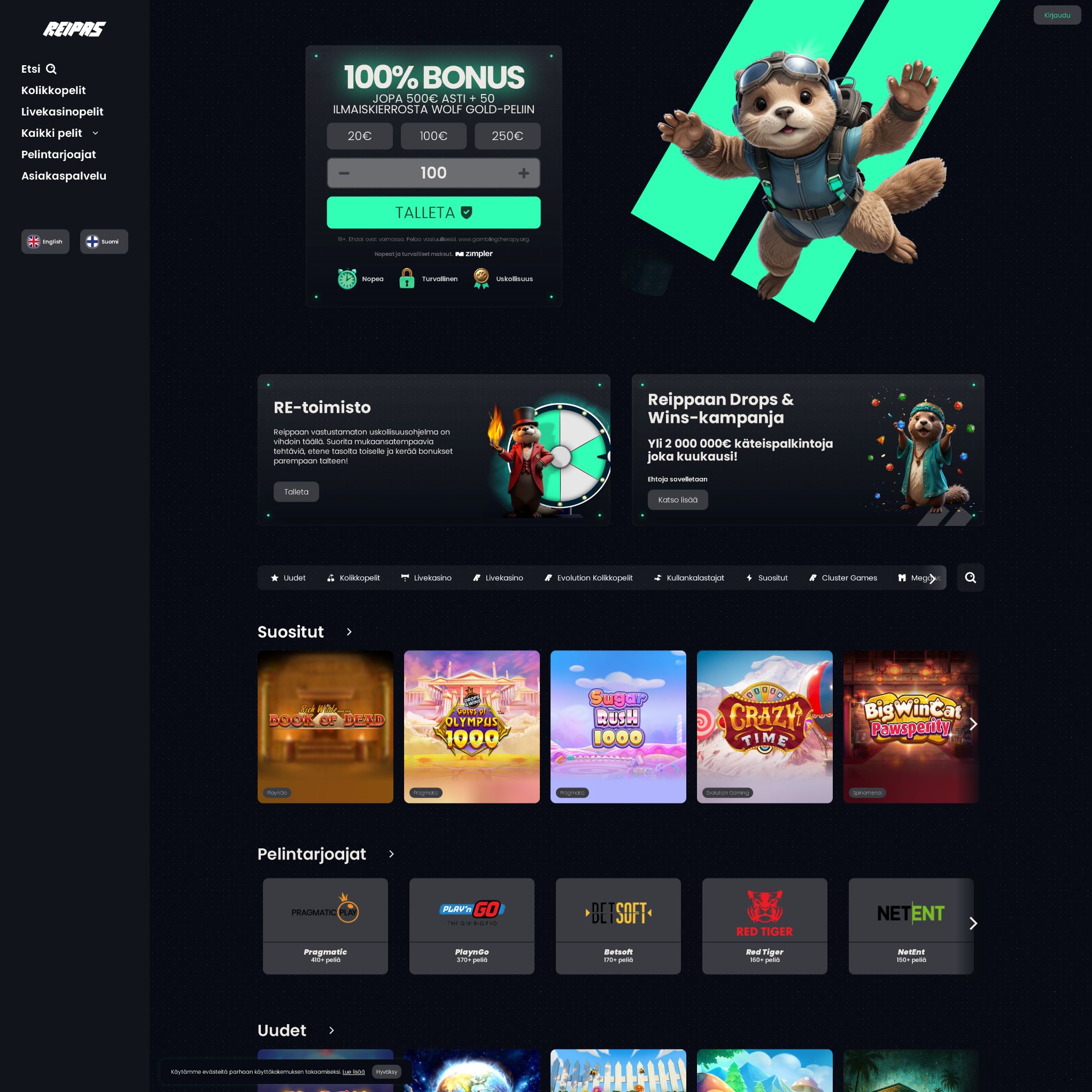 Suomalaiset nettikasinot tarjoavat monia hyötyjä pelaajille. Reipas Casino on suosittelemamme nettikasino, jolle voit lunastaa bonuksia ja muita etuja.