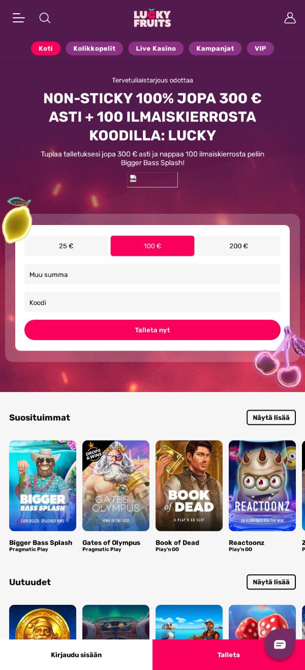 LuckyFruits Casino arvostelu listaa kaikki bonukset saatavilla sinulle tänään