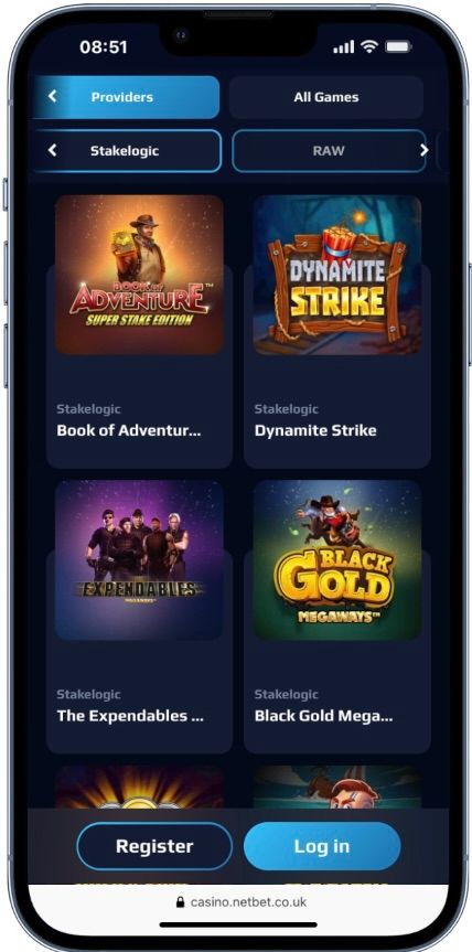 iPhone with Online Casino Slot Catalogue of Stakelogic Games